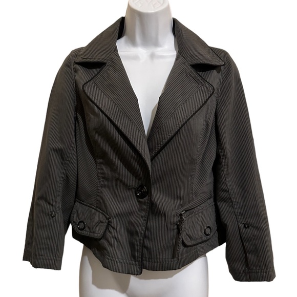 Jacqui Corsage - Dark Grey Pinstripe